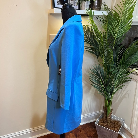 Express Peak Lapel Double Breasted Padded Shoulder Mini Blazer Dress High Sky 8 - Picture 10 of 13